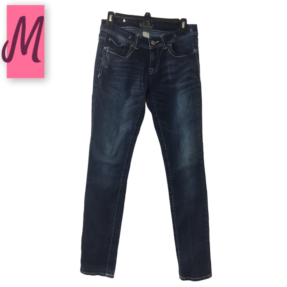 Red Rivet embellished pocket jeans